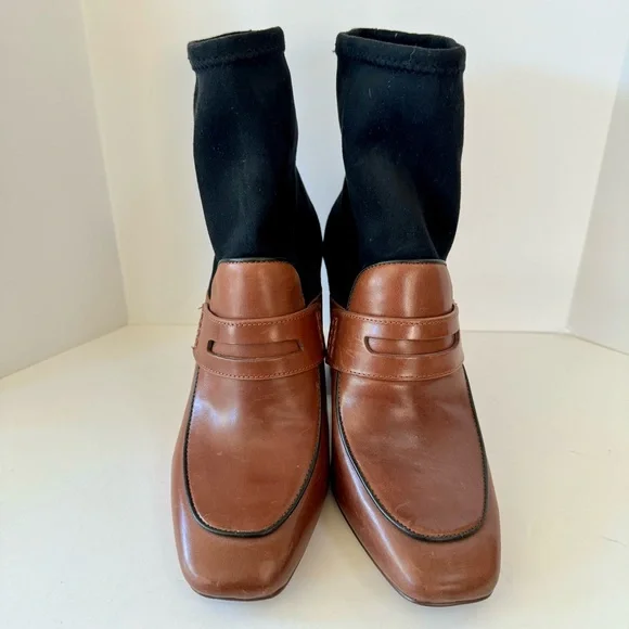 LOUISE ET CIE Two-Tone Faux Suede and Leather Block Heel Ankle Boots - Picture 2 of 6